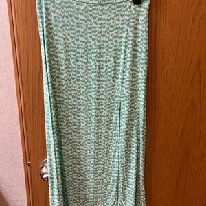 Women's Mint Green Printed Maxi Skirt